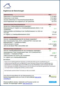 Bildunterschrift:
Zn-RATE Ergebnisbericht, Seite 2_Berechnungsübersicht
Bildquelle: Initiative ZINK/IZA